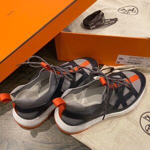Hermès Katana Sneakers – Knit & Calfskin, Size 40, Box, Dust Bags, Receipt